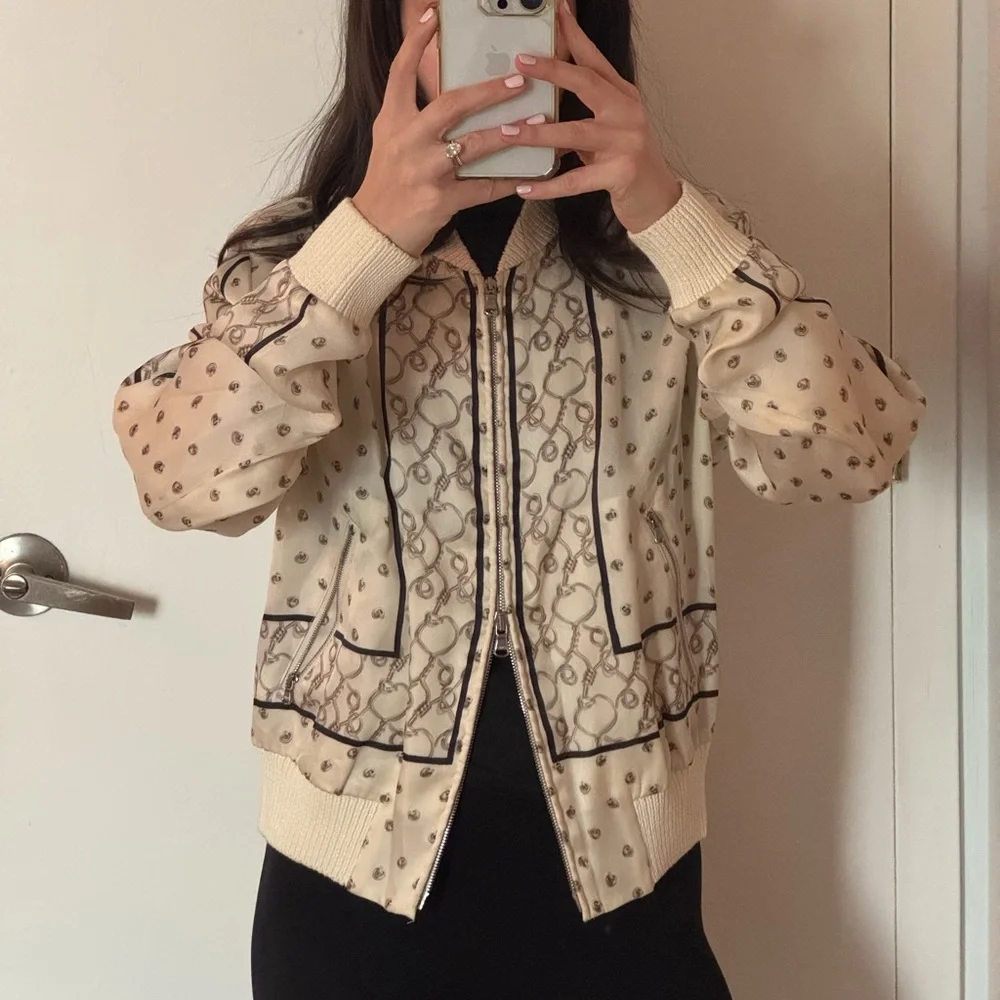 Philip Lim 100% silk scarf pattern bomber jacket - Picture 4 of 6
